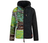 Kunst und Magie Strickjacke Schurwolle Goa Winterjacke Wolle Jacke Thermo-Hoch-Kragen Futter Unisex, Größe:XXL