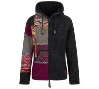 KUNST UND MAGIE Strickjacke Schurwolle Klassich Nordisch Wolle Jacke Thermo-Hoch-Kragen Futter Unisex, Größe:XXL