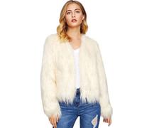 Kunstfell Jacke Damen Mode Einfarbig Pelzjacke Warme Kunstpelze Mantel Kurz Winterjacke Große Größen Pelzmantel Langarm Fellmantel Winter Faux Felljacke Wintermantel Outwear für Herbst Winter