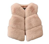 Kunstfell Weste Kleinkind Ärmellos Fellweste Plüschjacke für Baby Mädchen Winter Warm V-Ausschnitt Pelzweste Kunstfell Fellweste Flauschige Kurz Verdickte Fleeceweste Mode Jacken Übergangsjacke