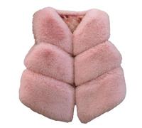 Kunstfell Weste Kleinkind Ärmellos Fellweste Plüschjacke für Baby Mädchen Winter Warm V-Ausschnitt Pelzweste Kunstfell Fellweste Flauschige Kurz Verdickte Fleeceweste Mode Jacken Übergangsjacke