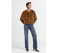 Rich & Royal - Boxy Faux Fur Jacket Collarless hazel - Gr. - 40
