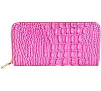 Kunstleder Damengeldbörse Geldbeutel Portemonnaie Querformat in Rosa mit Kroko Muster in den Maßen 20x10cm 494073755502 mit 5 Geldscheinfächern, 1 Kleingeldfach, 8 Kreditkartenfächern