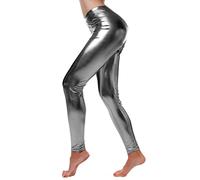 Kunstleder Leggings Damen - Latex Leggings High Waist Lange Leggings Pu Leder Hose Lackleder Leggings Skinny Fit Strumpfhosen Treggings Nass Aussehen Glänzend Jeggings Hosen