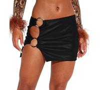 Kunstleder Nasses Aussehen PVC Leder Glänzend Metallisch Rock Bleistiftrock Elastischer Bund Mini Rock XXL