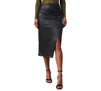 Kunstleder Rock Damen Schwarz Knielang, Lederrock Lang Damen Schwarz Sexy-Bleistiftrock Mit Schlitz Business Rock Hohe Taille Midi-Rock Stretch Bleistiftröcke Elegant Pencil-Rock Bodycon Kleid