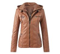 Kunstlederjacke Damen Kurz Lederjacke Langarm Motorradjacke Winterjacke Mit Reißverschluss Stehkragen Ledermantel Bomberjacke Motorrad Leder Jacke Übergangsjacke Elegant Black Friday Angebote