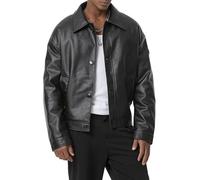 Kunstlederjacke im Oversized-Look - Knopfverschluss, Urban Style Schwarz L