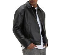 Kunstlederjacke im Oversized-Look - Knopfverschluss, Urban Style Schwarz XL