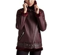 Kunstpelz Mantel Damen Lederjacke Damen Warm Winterjacke Mit Teddyfutter Revers Bomberjacke,Wildlederjacke Dicke Biker Motor ReißVerschluss Outwear
