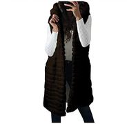 Kunstpelz Weste Lang Damen mit Kaputze Winter Pelzweste ärmellos Übergangsmantel Einfarbig Plüschwesten Sweatjacke Gefüttert Parka Mit Kapuze Warm Fell Winter Warm Faux Pelz Weste Kapuzenjacke Mantel