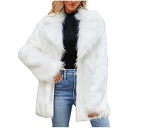 Kunstpelze Mantel Damen Lange Warm Teddyjacke Langarm Elegant Pelzmantel Klassisches Plüschjacke Einfarbig Fellmantel Modische Winterjacke Winter Jacke Flaumig Wintermantel Flauschige Bequem Parka