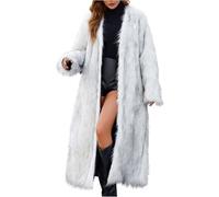 Kunstpelze Mantel Damen Lange Warm Teddyjacke Langarm Modische Winterjacke Elegant Pelzmantel Klassisches Plüschjacke Einfarbig Fellmantel Winter Jacke Flaumig Wintermantel Flauschige Bequem Parka