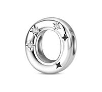 KUNVONIC Buchstabe Charm Anhänger Damen Alphabet O 925 Sterling Silber für Armband Charms Beads passend für Pandora Armband und Halskette, Kompatibel mit Europäischen Armbänder für Frauen Mädchen