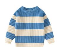 Kunyeah Kleinkind Jungen Mädchen Rundhalspullover Baby gestreifter Strickpullover Weicher Warmer Winter Herbst Pullover für Kinder 2-7 Jahre (DE/NL/SE/PL, Alter, 6 Jahre, 7 Jahre, Regular, Blau)