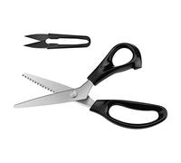 KUONIIY Stoffschere, Zackenschere für Rechtshänder, 23 cm Schneiderschere für Leder Stoff Pappe (Schwarz)