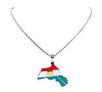 Kurdistan-Flagge, Karte, Umriss, Halskette, Anhänger, Halsreif, Land, Stadt, Grenzen, Kontur, Anhänger, Patriotisches Ornament, Personalisierte Halskette Für Teenager, Friedensliebhaber, Schmuck,