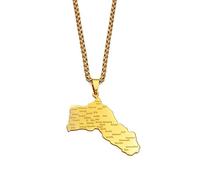 Kurdistan-Karte Mit Städtenamen-Anhänger-Halskette, Glänzendes Design, Kartenumriss Mit Städtenamen, Verstellbare Pulloverkette, Schlüsselbeinkette, Für Damenmodeartikel Und Friedensliebhaber