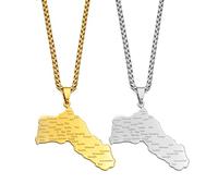 Kurdistan-Karte Mit Städtenamen-Anhänger-Halskette, Glänzendes Design, Kartenumriss Mit Städtenamen, Verstellbare Pulloverkette, Schlüsselbeinkette, Für Damenmodeartikel Und Friedensliebhaber