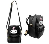 Kuromi Backpack PU-Leder-Rucksack Kuromi Umhängetasche Sanrio Bag for Girls With, Cute K-uromi Bag black, Anime Theme Children's Backpacks