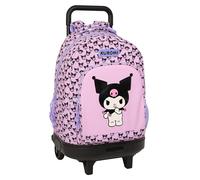 Kuromi Großer Rucksack mit Rädern, kompakt, abnehmbar, ideal für Kinder verschiedener Altersgruppen, bequem und vielseitig, Qualität und Widerstandsfähigkeit, 33 x 22 x 45 cm