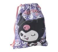 Kuromi Hello Kitty Schulrucksack für Mädchen, Violett, mit Kordelzug und Trägern, 27 x 33 cm, 100% Polyester, offizielles Lizenzprodukt, ideal für Schule und Aktivitäten