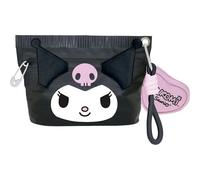 Kuromi Sanrio Kulturbeutel mit dunklem Kawaii-Design und dekorativem Schlüsselanhänger, ideal für Make-up, Kosmetik und persönliche Accessoires