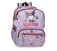Sanrio Kuromi Retropop Schulrucksack mit zwei Fächern, anpassbar an lila Autos, 32 x 44 x 17 cm, Polyester 24L