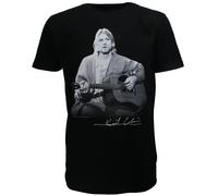 Kurt Cobain Live Gitarre Foto T-Shirt - Offizielles Merchandise | Popmerch.com L Schwarz