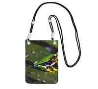kurue Kleine Umhängetasche mit Friedensbaum-Fröschen-Aufdruck, Handytasche, Geldbörse, Geldbörsen mit verstellbarem Riemen für Damen, Schwarz, Einheitsgröße