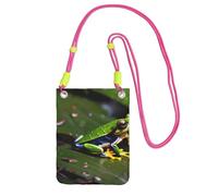 kurue Kleine Umhängetasche mit Friedensbaum-Fröschen-Aufdruck, Handytasche, Geldbörse, Geldbörsen mit verstellbarem Riemen für Damen, Fuchusia, Einheitsgröße