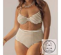 Kurvenreicher, süßer gestreifter Bikini-Badeanzug mit Bügel und hoher Taille, inklusive Schwimmtasche für Urlaub und 4. Juli, perfekt für Sommer-Outfi