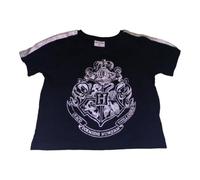 Kurzärmeligen Crop Top "Glitzerndes Hogwarts Wappen" | schwarz,158