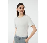 Kurzärmeliger Feinsrickpullover mit Rollsaum grau 38