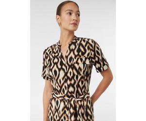 Kurzärmeliger Jumpsuit aus Leinenmix mit All-over-Print schwarz|mehrfarbig 34