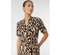 Kurzärmeliger Jumpsuit aus Leinenmix mit All-over-Print schwarz|mehrfarbig 36