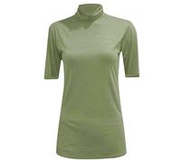 Kurzärmeliger Rollkragenpullover für Damen, einfarbig, Rollkragen, dehnbar, T-Shirt, T-Shirt, figurbetontes Oberteil, Größe 36-54, khaki, 50-52