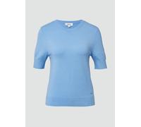 Kurzärmeliger Strickpullover mit Rippbündchen im Slim Fit 48 blau 2168717.5141.48