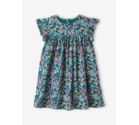 Kurzärmeliges Mädchen Sommerkleid smaragdgrün Gr. 128 von vertbaudet