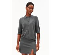 KURZÄRMLIGE LEINEN-MIX STRICKJACKE | Leinen-Mix - grau (XS)