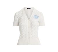 Kurzärmlige Strickjacke mit Zopfmuster M White