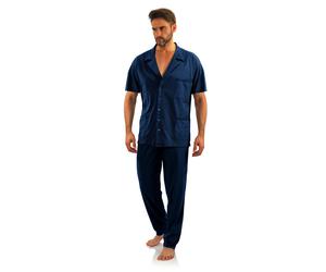 Kurzärmliger Herrenpyjama mit Reißverschluss von Sesto Senso - marineblaue Anker - Größe XL
