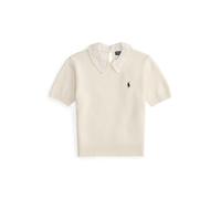 Kurzärmliger Pullover mit Spitzenkragen XS White