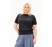 KURZÄRMLIGER STRICKPULLOVER | TENCEL™ Lyocell Mix - anthrazit (XXL)