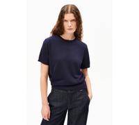 KURZÄRMLIGER STRICKPULLOVER | TENCEL™ Lyocell Mix - blau (L)
