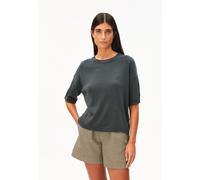 KURZÄRMLIGES LEINEN-MIX STRICKSHIRT | Leinen-Mix - grau (L)