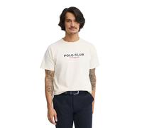 Kurzärmliges T-Shirt ecru mit Established 2012 Polo Club Stickerei XL