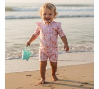 Kurzarm-Badeanzug Ocean Dreams Pink mit Rüschen | Little Dutch - 62/68