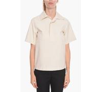 Kurzarm-Baumwollbluse mit versteckten Knöpfen in Weiß EU 30 / IT 34