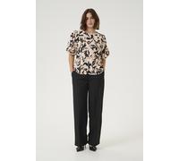 Kurzarmbluse KAFFE "Kurzarm-Bluse KApaco", Damen, Gr. 34, bunt (beige, schwarz, peach blurry leaf), Obermaterial: 87% Viskose LENZING ECOVERO CV LenzEcov. 13% Nylon NY., Blusen (70897125-34) beige, sc